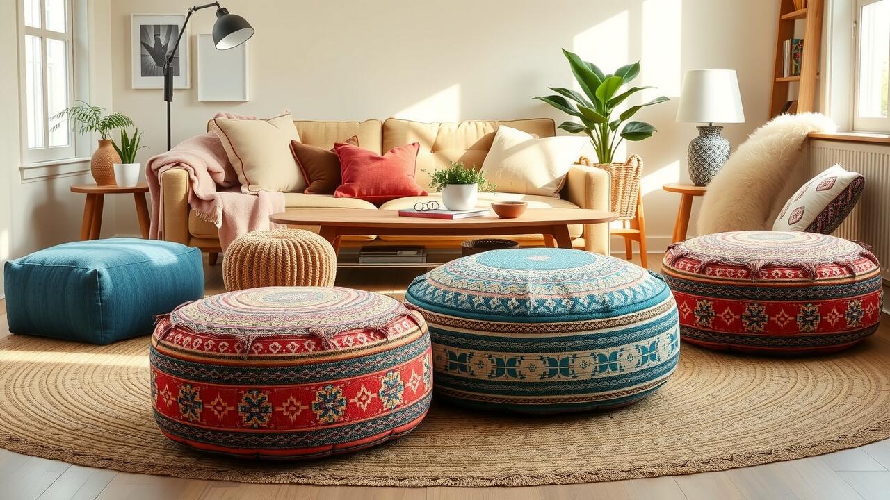 Round Up of Creative Uses for Kilim Poufs in Home Decor