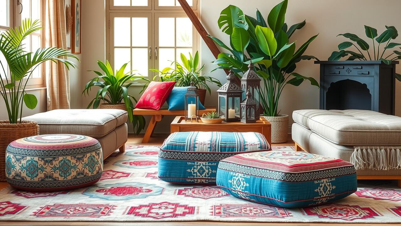 Round Up of Creative Ways to Style Kilim Ottomans