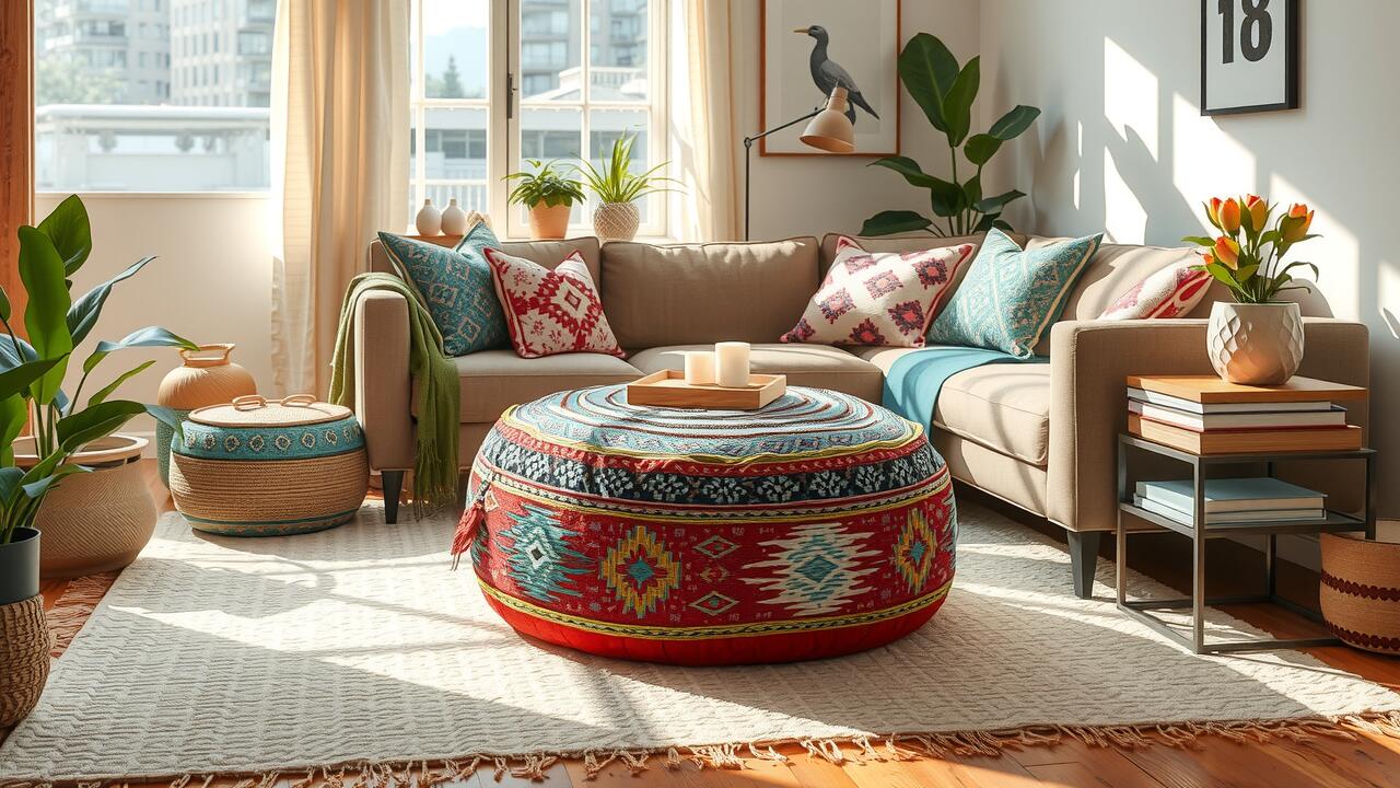 Round Up of Creative Ways to Style Your Kilim Pouf